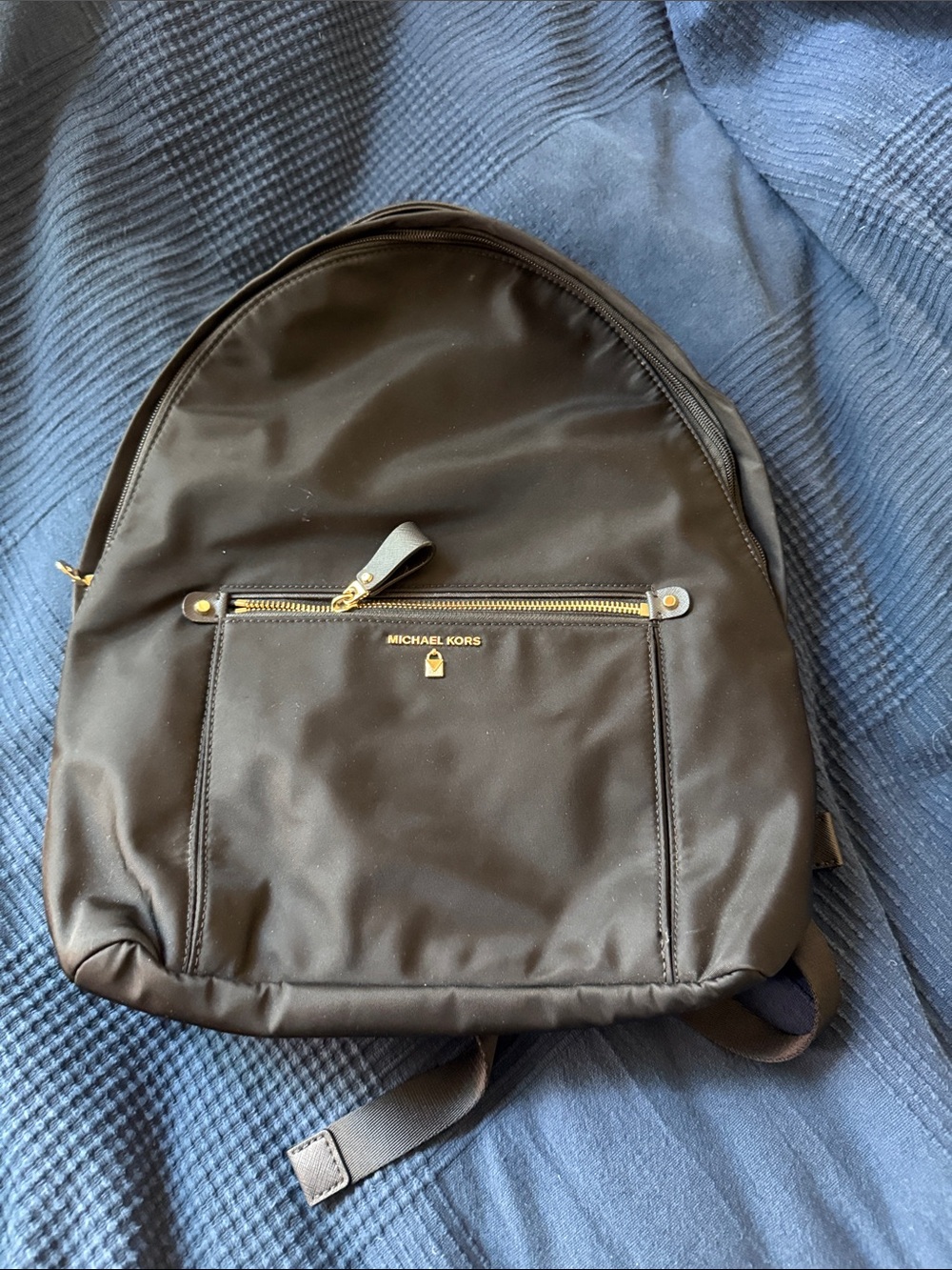 Michael Kors Black Nylon Backpack with Gold-Tone Accents